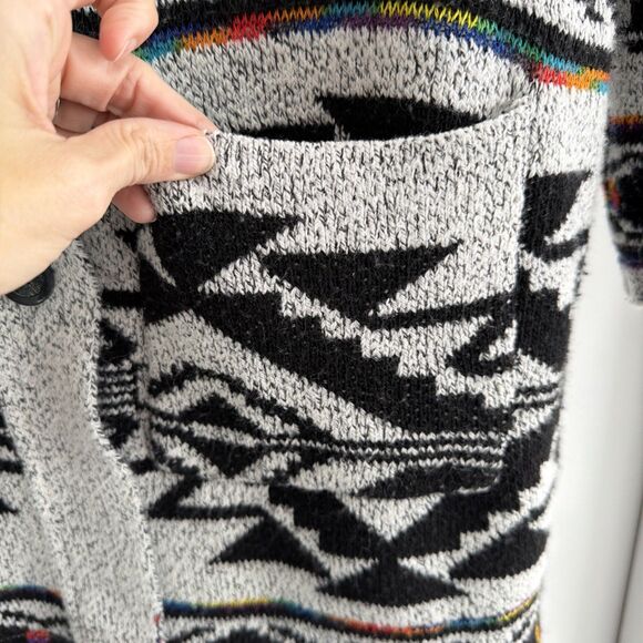 Northern Angel Women  Southwest Sherpa Lined Long Cardigan Sweater Hood Size L - Picture 5 of 8